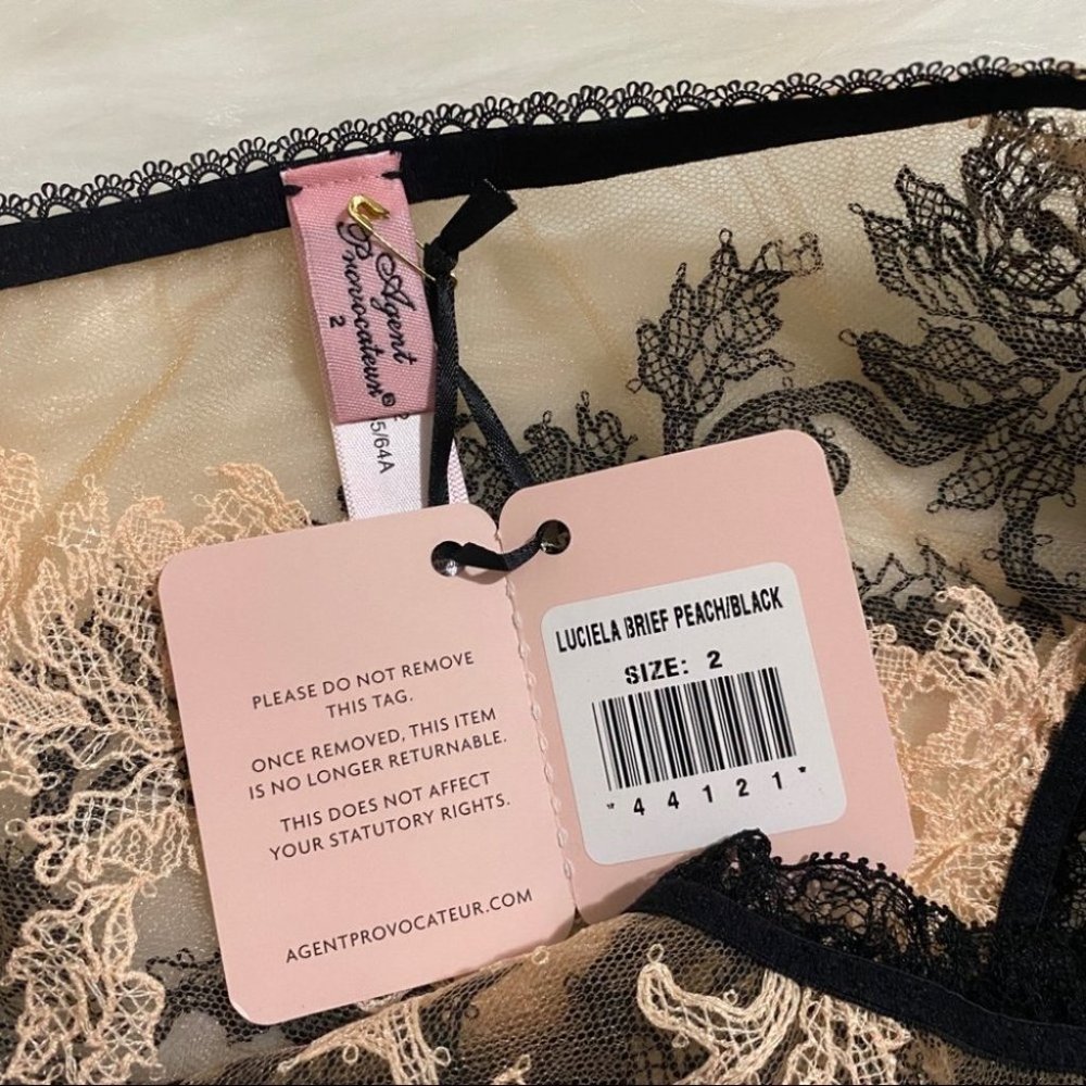 Agent Provocateur Luciela Peach Black Brief NWT $165 *SALE* - Picture 15 of 16